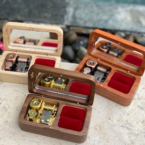 Personalized Wooden Mirror Glass Jewelry Music Box | Wooden Music Box Gift for Her | Anastasia Anime Custom Music Box | BTS Music Box