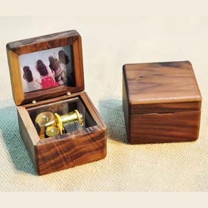 Custom Picture Music Box Gift for wife | Classical Anime Wooden Heart Music Box | BTS Couples gift Music Box | Engraved Music Themed Box