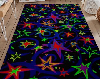 Arcade Star Rug: Retro Psychedelic Cosmic Pattern