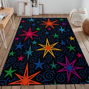 Retro Arcade Rug, Game Room Rug, 80's Rug, Gaming Decor, Arcade Carpet, Video Game Rug, Movie Room Rug, Nostalgic Rug, Star Rug, Bedroom Rug