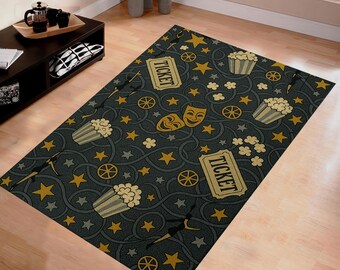 Popcorn Rug, Cinema Rug, Arcade Rug, Cinema Room Rug, Retro Arcade Rug, Movie Rug, Home Decor Rug, Retro Area Rug, Cinema Saloon Carpet, Rug