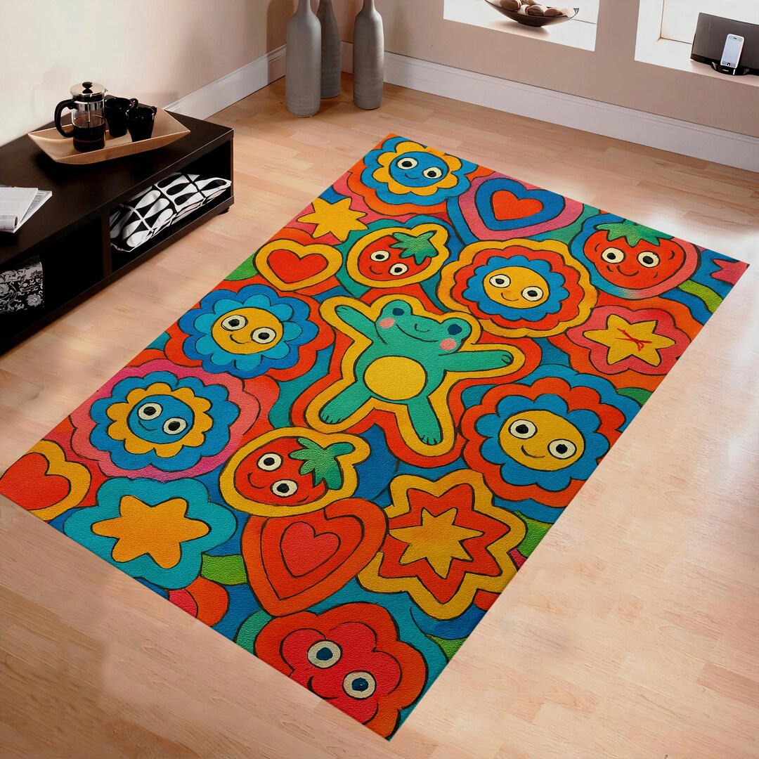 Kid Core Rug Kidcore Rug: Kawaii Retro Flower Power Area Rug - Etsy