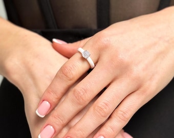 White Ceramic Ring, Elegant Stacking Band with Zircon, Ceramic Wedding or Engagement Ring, Romantic Promise Ring, Ceramic Jewelry for Her