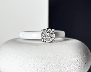 Anello Donna In Ceramica Bianca, Argento 925 E Zirconi – Gioiello Elegante, Regalo Per Ogni Occasione