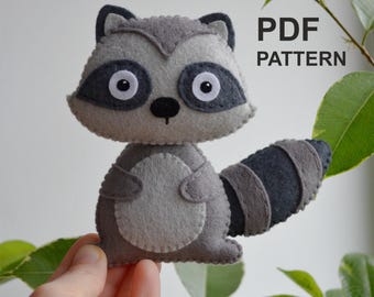 Modello in feltro procione/Modello PDF animali del bosco