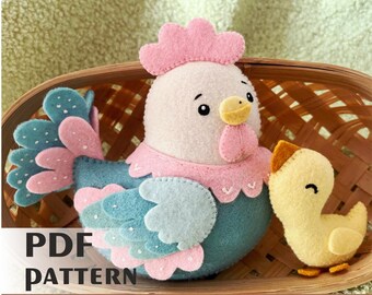 Chicken pattern felt / Farmhaus animals PDF SVG pattern