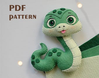 フェルトで作るヘビの裁縫パターン：DIYぬいぐるみ（PDFパターン