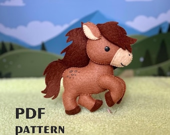 Horse Felt Sewing Pattern, Plush Animal (PDF Pattern)