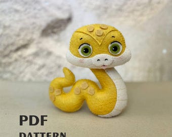 Snake Felt Ornament Pattern, Christmas Tree Toy (PDF Pattern)