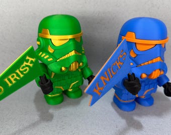 Personalized Stormtrooper Figurine: Custom Text Flag, Team or University Colors - 6" Tall