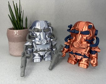 Post-Apocalyptic Power Armor Figurine and Assault Rifle | 5" | Wasteland Brotherhood Miniature | Sci-Fi Gaming Home Decor | Action Figure