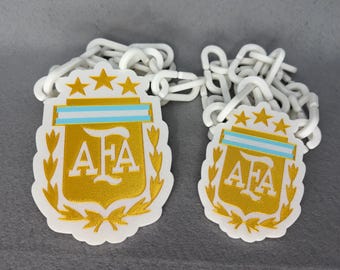 Argentina Fútbol Association Hype Chain - AFA 3-Star Crest Fan Chain for 2026 World Cup - 6" & 4.5" Emblem Options with 35" adjustable Chain
