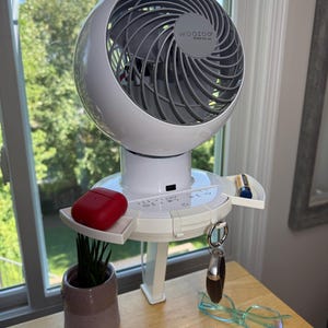 WooZoo Fan Riser with Trays and Hooks - 7.25" Rise - Fits Desk, Shelf or Bed Rail - College Dorm, Office or Bedroom - For 8.27" WooZoo Model