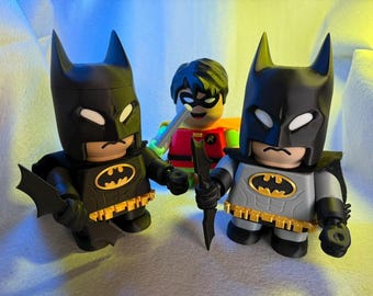 Batman and Robin Figures - Dynamic Duo - Bat Chunk - Robin Chunk - DC Super Hero Gift - 8" Tall