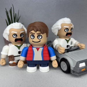 Back to the Future Figurines: Marty, Doc & DeLorean Desk Toy - 5.5" Tall