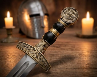 Hand-Forged Damascus Steel Viking Sword: 38" Norse Replica with Scabbard