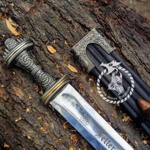 Fetter Lane Sword – Medieval replica sword, Carbon Steel Blade, Ornate Scabbard, Gift for Him, Christmas gift, Anniversary, Birthday, Decor