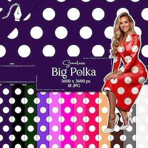 Große Polka Dots nahtlose Muster, buntes digitales Papier, mutiger fleckiger Hintergrund, helles gepunktetes Design, lustige Retro-Textur, spielerisches Sammelalbum