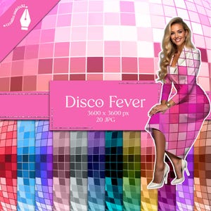 Papier numérique Disco Fever, textures rétro groovy avec brillance métallique dans des couleurs ombrées et unies, parfait pour les fêtes funky et les projets d'artisanat