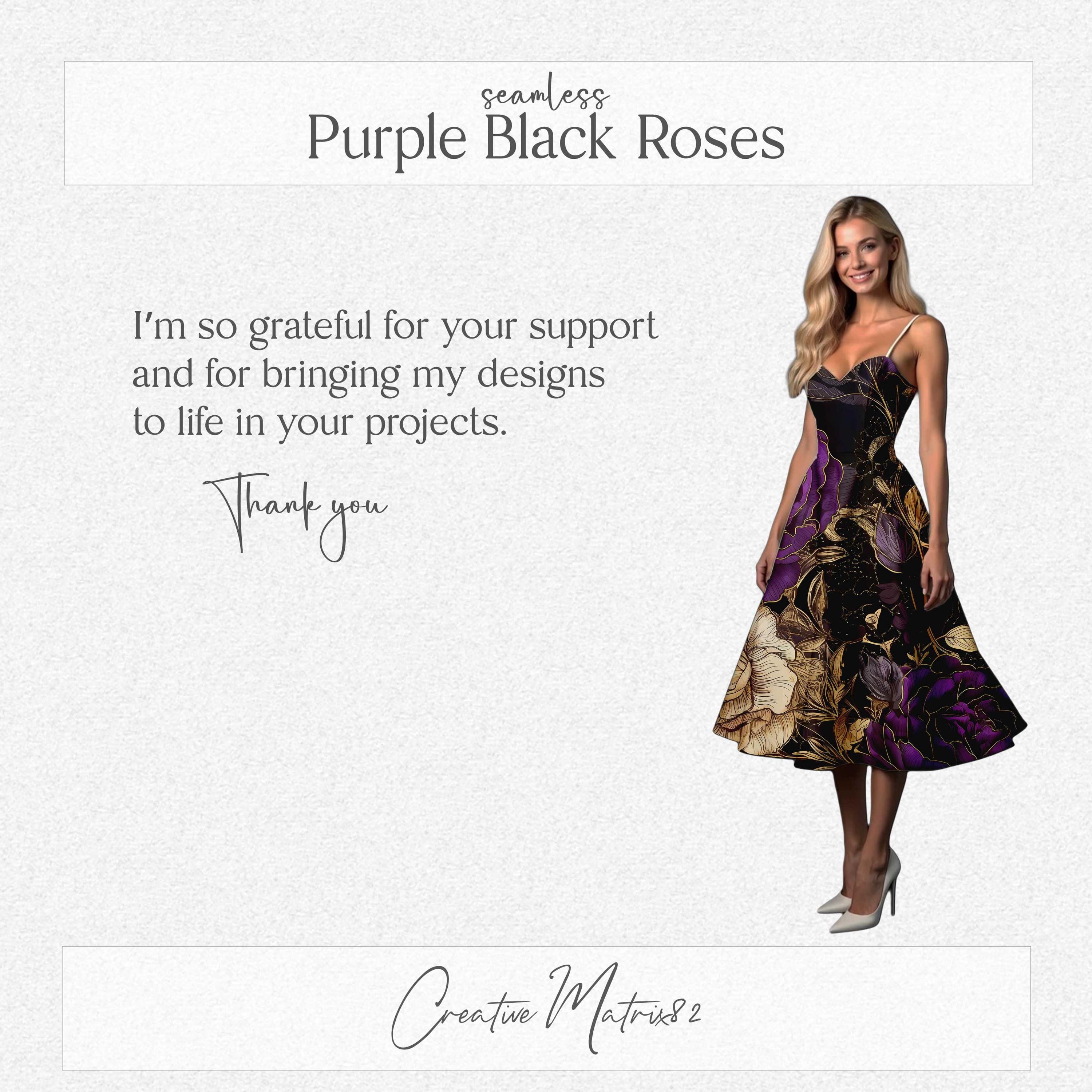 Watercolor Purple Black Roses Digital Paper, Gothic Peony Backgrounds ...