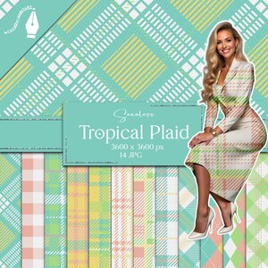 Carta digitale senza cuciture a quadri tropicali / Motivi a quadri scozzesi / Quadri Buffalo Shepherd / Plaid Robertson / Royal Dress Stewart JPG