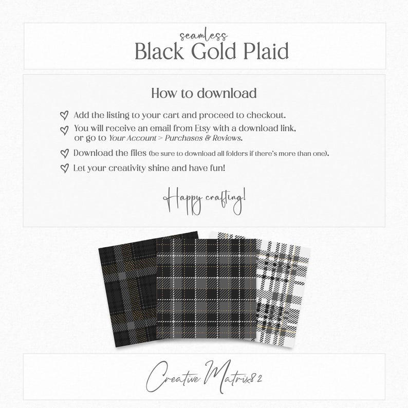 Greiving Paper Black Gold Glitter Plaid Digital Paper | Grieving Seamless Patterns ...