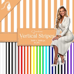 Vertical Stripes Digital Paper | Striped Seamless Patterns | Stripe Backgrounds JPG | Print On Fabric | Wrapping Paper Pack Bundle JPG