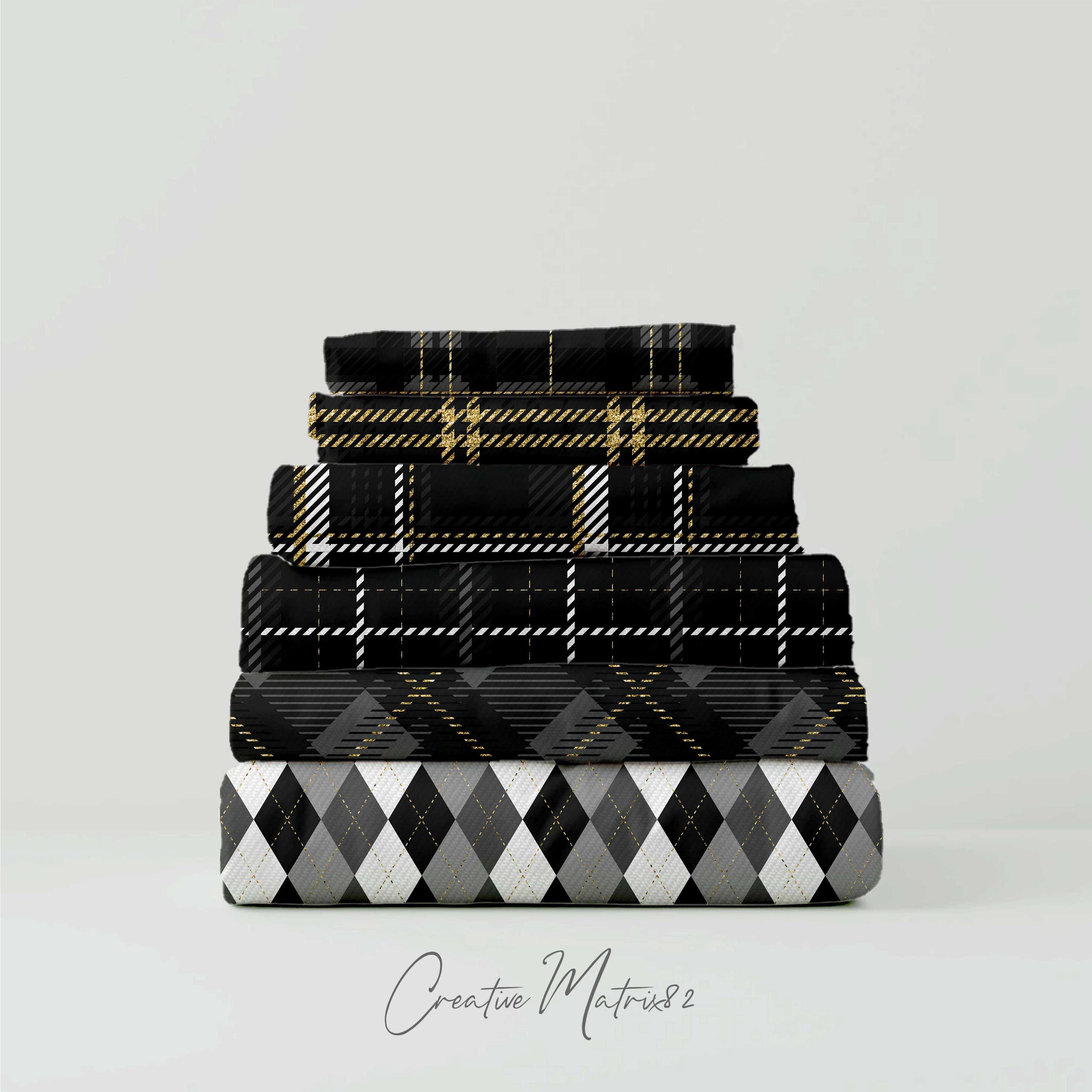 Greiving Paper Black Gold Glitter Plaid Digital Paper | Grieving Seamless Patterns ...