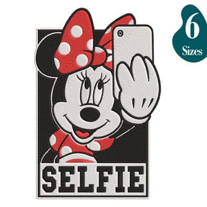 Minnie Mouse embroidery machine designs ,Minnie taking selfie batch  embroidery files,6 Sizes, Instant Download
