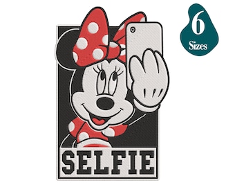 Minnie Mouse Selfie Embroidery Design: 6 Sizes (Instant Download)
