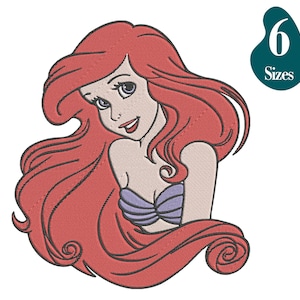 Ariel Embroidery Design: Little Mermaid, 6 Sizes (Instant Download)
