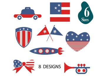 4th of July Embroidery Designs: American Flag, 6 Sizes (Instant Download
