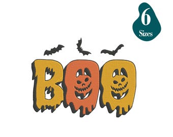 BOO Machine Embroidery Design: Spooky Halloween Letters (2-7 inch) (Instant Download)