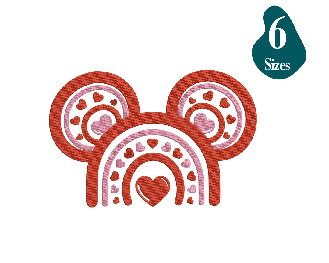 Mouse Heart Embroidery Design With 6 Sizes Instant Download. - Etsy