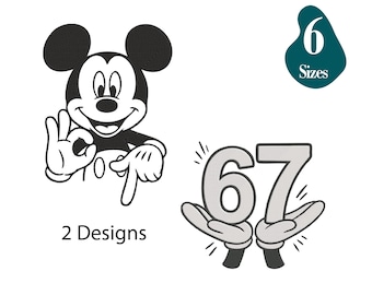 Mickey Mouse 6 7 Meme Embroidery Design, Funny Hands (Digital Download)