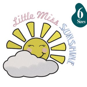 Borduurontwerp Little Miss Sunshine: vrolijk patroon, 6 maten (direct downloaden)