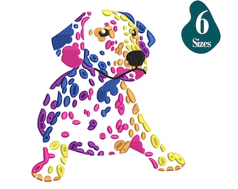 Diseño de bordado floral de golden retriever: 6 tamaños (descarga digital)