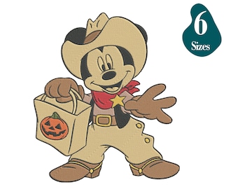 Halloween Cowboy Mickey Mouse Embroidery Design (Instant Download)