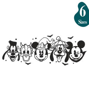 Halloween Mickey Friends Machine Embroidery Design, Halloween Embroidery Pattern, Mickey & Friends machine file, 6 Sizes