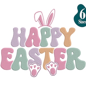 Frohe Ostern Stickerei, Maschinenstickerei, 6 Größen, Instant Download