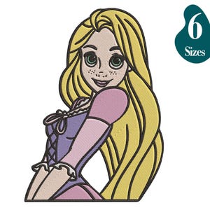 Rapunzel Embroidery Design | Tangled Princess with Chameleon | Digital Machine Embroidery File for Instant Download, 6 sizes