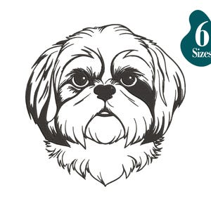 Dog Line Art Embroidery Design: 6 Sizes (Digital Download)