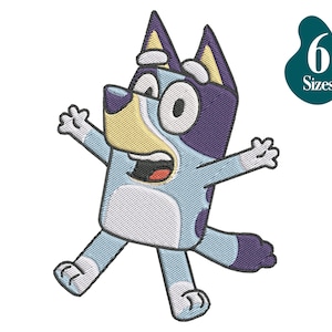 Disegno per ricamo Bluey Jump, file per ricamo a macchina Bluey, 6 dimensioni, download immediato