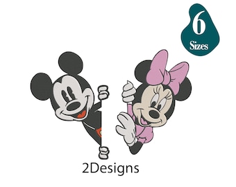 Mickey Mouse Machine embroidery design, Happy Mouse and Minnie Bundle Digital files, 6 sizes