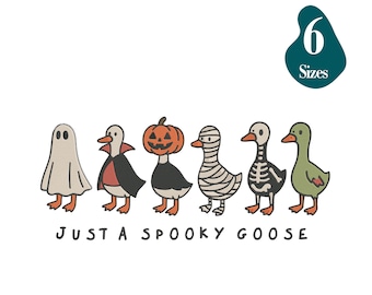 Spooky Goose Embroidery Design: Halloween Machine Embroidery (Instant Download, 6 Sizes)