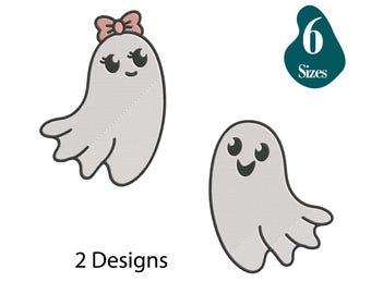 Ghost Embroidery Design Bundle, Halloween Applique (Instant Download
