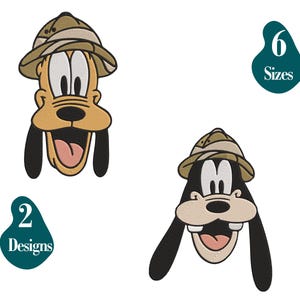Goofy and Pluto Animal kingdom Machine embroidery designs, Goofy Pluto Machine embroidery designs File for machine embroidery,6 Sizes