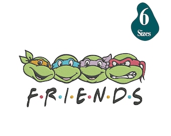 Turtle Superhero friends Embroidery Design. Turtles Machine embroidery designs, 6 Sizes, Instant Download
