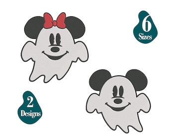 Spooky Ghost Mouse Embroidery Designs: Mickey Minnie Halloween Costume (Instant Download)