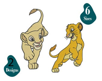 Simba and Nala Embroidery Design: Lion King Bundle (6 Sizes) (Instant Download)